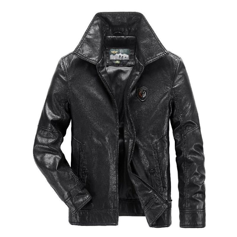 Новая кожаная куртка мужская модная приталенная куртка с лацканами