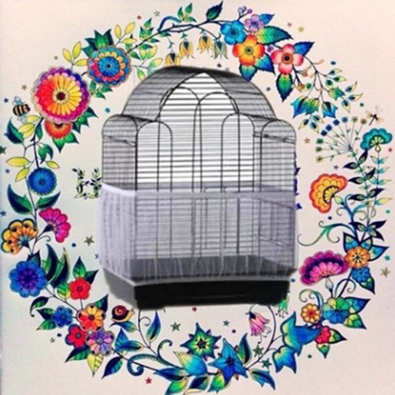 Nylon Mesh Treat Catcher Guard Net Cover for Bird Cage Stretchy Skirt Universal Bird Cage Cover Prevent Scatter and Mess