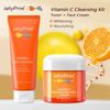 Витамин С, отбеливающий набор для ухода за кожей, очищающее средство для лица и крем для лица, 2 шт., увлажняющий набор для лица