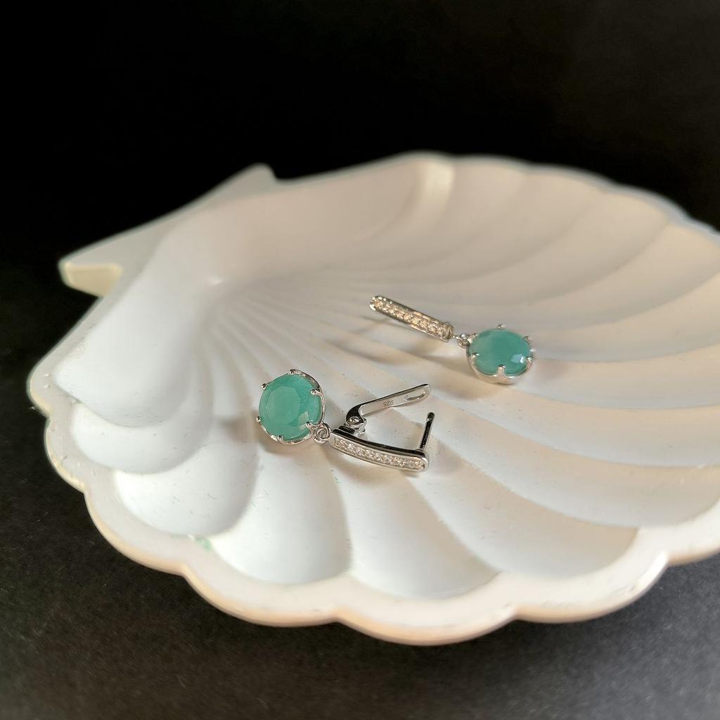 Серебряные серьги с натуральным изумрудом 5.533ct (2167181)