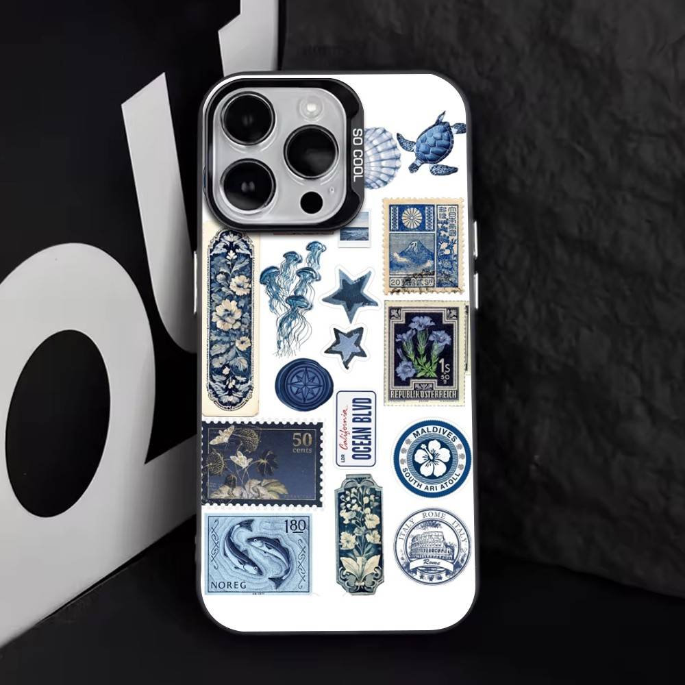 Ретро Штамп Чехол для телефона для iPhone 17,16,15,14,13,12,11 Plus,Pro Max,XS,Цветной Посеребренный Внутренний Чехол