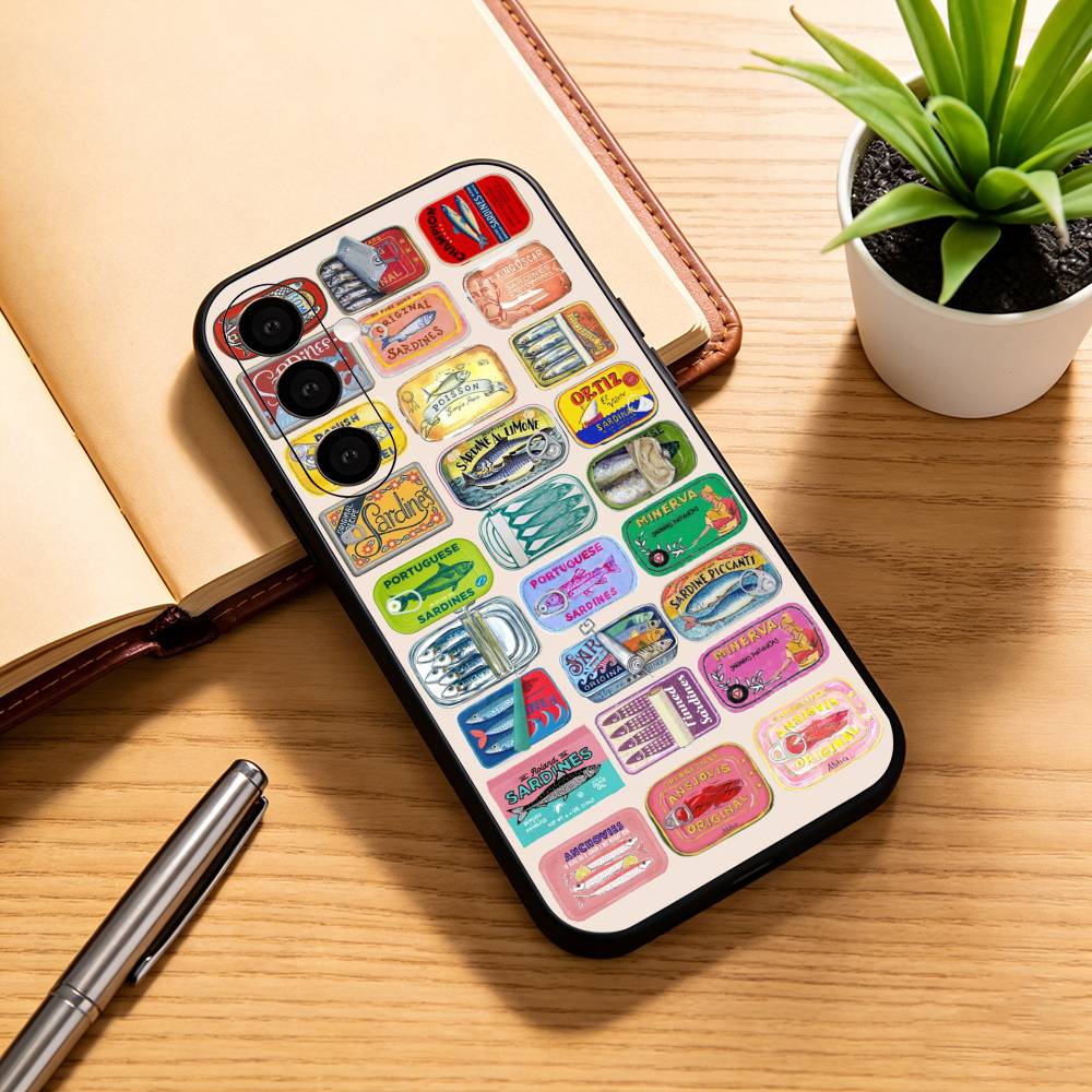 Чехол для телефона S-Sardines F-Fish Art для Samsung Galaxy A73,A72,A71,A70,A53,A52,A51, Мягкий силиконовый черный чехол