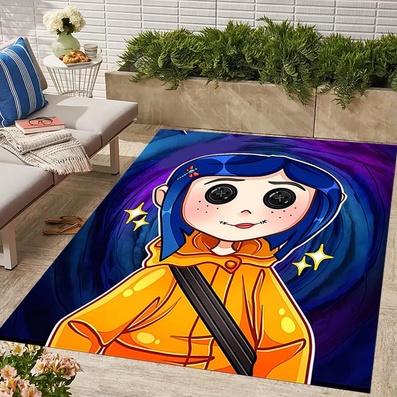 1pc C-Coraline Design Area Rug - Non-Slip, Soft & Cozy Floor Mat for Living Room, Bedroom, Office - Indoor/Outdoor Decorative Carpet