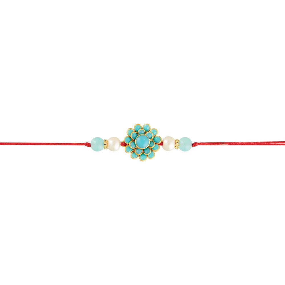 Rakhi For Brother and Bhabhi Traditional Flower Lumba Designer Fancy Bracelet on Rakshabandhan Traditional RKLM28