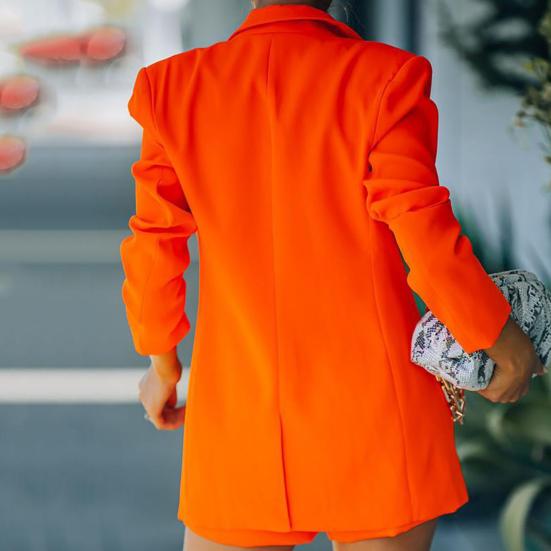 Женский костюм, однотонный кардиган с лацканами, блейзер, летняя куртка, шорты, костюм, уличная одежда, 2 шт./компл.