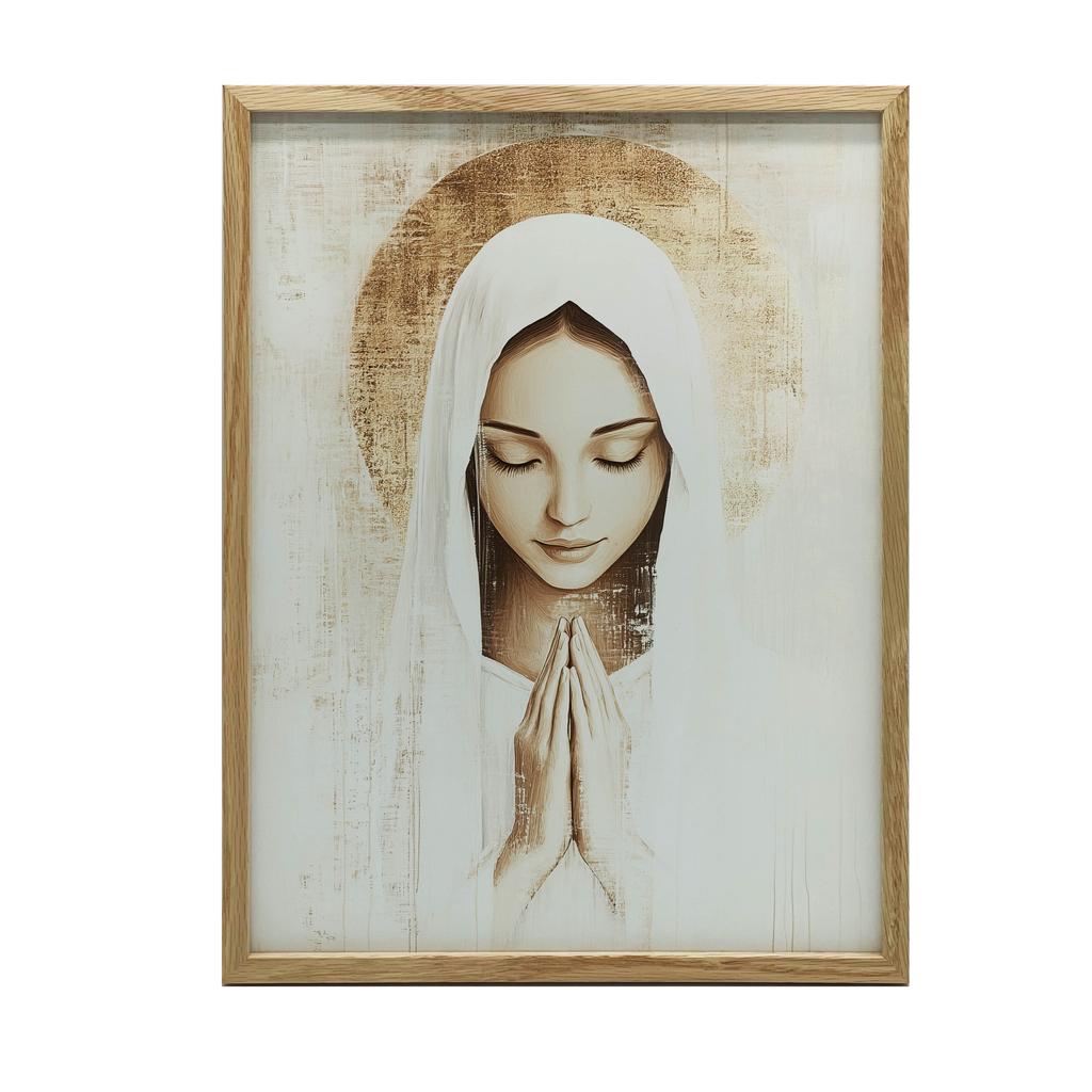 Modlitwa Maryi W Ciszy Modlitwa Maryi W Ciszy, 40X50 Cm, Rama Aluminiowa Złota, Papier Matowy 230 Gsm