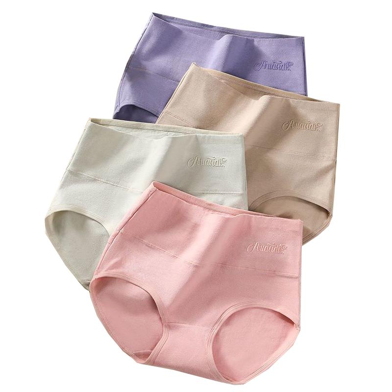 Плюс размер M-5XL Трусики с высокой талией Женское дышащее хлопковое нижнее белье Трусы с принтом Женское нижнее белье