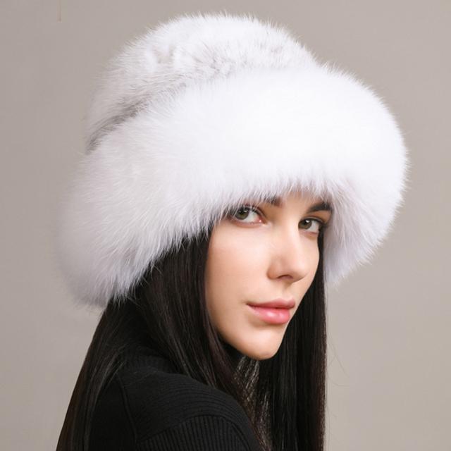 Новая шапка из натурального натурального норкового меха, роскошные женские вязаные шапки ручной работы, модные зимние головные уборы, теплые шапки из натурального лисьего меха