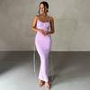 Women Summer Spaghetti Strap Sexy Backless Maxi Elegant Birthday Vestido Club Party Ruched Dress