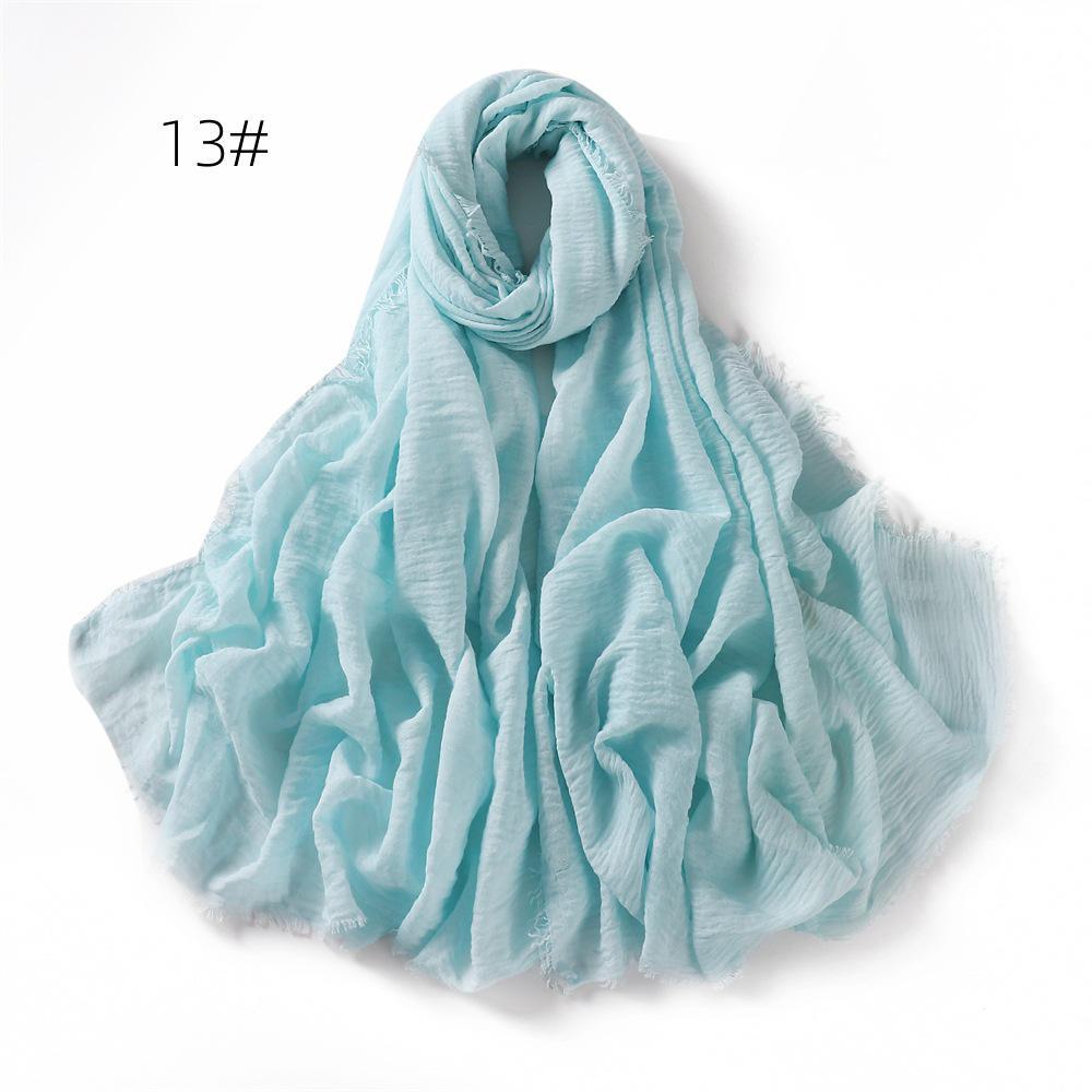 High-Quality Cotton Linen Gauze Scarf: Breathable, Encrypted Sunscreen, Four-Circle Fringe Shawl, Women's Malay Head Scarf