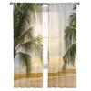 Modern Sheer Curtains Summer Beach Palm Trees Living Room Kitchen Children's Room Decoration Household Chiffon Window Curtains