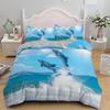 Dolphin Duvet Cover Set 3D Fish In Blue Sea Cute Animals Queen King Twin Full Size Bedding Set For Kids Boy Girl Comforter Cover