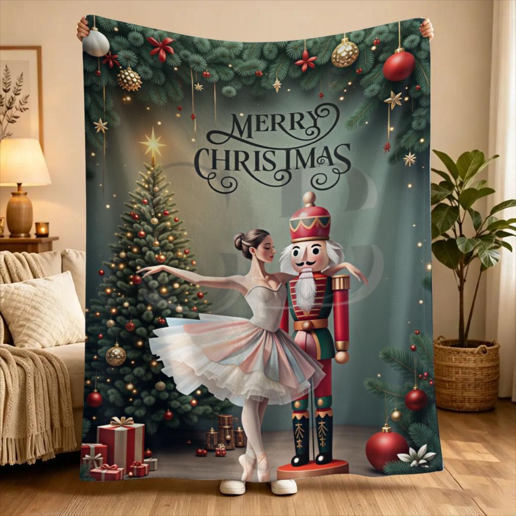 Soft Warm Blanket Travel Christmas Nutcracker Throw Blanket Flannel Bedspread For Bedroom Street Trend Sofa Bed Cover