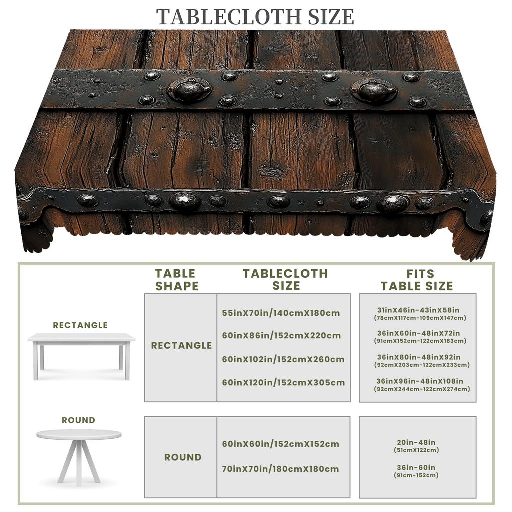 1 шт. Скатерть с принтом на тему деревянной доски, Дизайн с узором деревянной доски в стиле ретро-фермерского дома, Подходит для пикников в кемпинговом стиле, Праздничных вечеринок