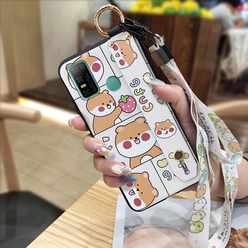 Anti-knock Lanyard Phone Case For Doogee N30 Cartoon Protective Fashion Design Soft Case Phone Holder Shockproof Ring