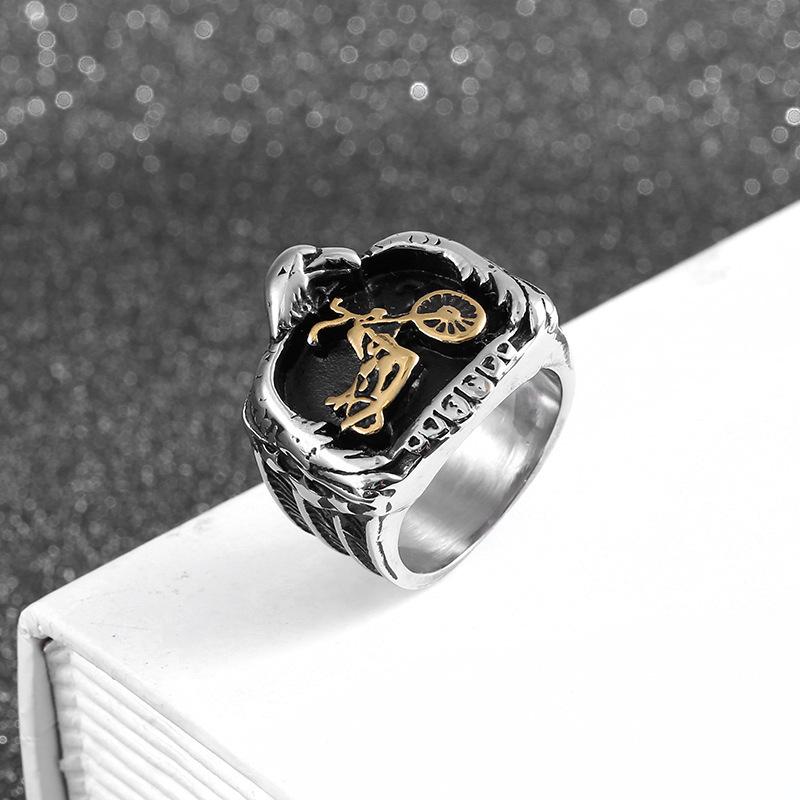Retro Frosted Matte Eagle Motorcycle Motorcycle Men's Rough Polished Ring Bracelet