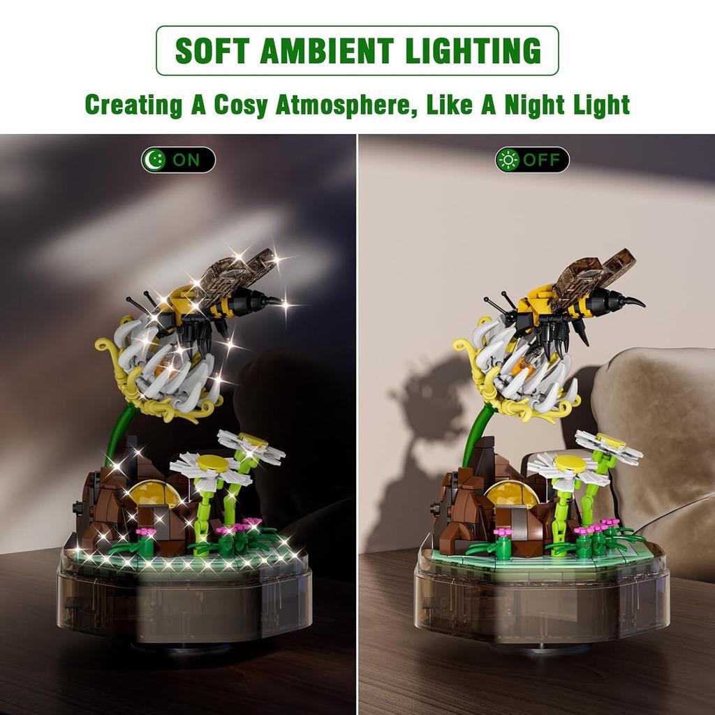 MOULD KING 10104 Набор для сборки коллекции насекомых пчел с музыкальной коробкой для показа рождественских украшений в подарок