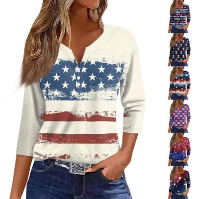 Женские топы с принтом в винтажном стиле, повседневные свободные рубашки с V-образным вырезом больших размеров