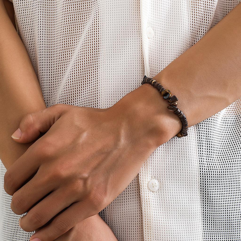 Two Pc Surfers Turquoise Wooden Bead Necklace Men's Hip-hop Minority High Sense Men's Beaded Clavicle Chain