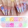 3D Fluorescent Nail Glitter Flakes Set Holographic Powder Sequins Paillette Manicure Nail Art Pigment Decoration Tools