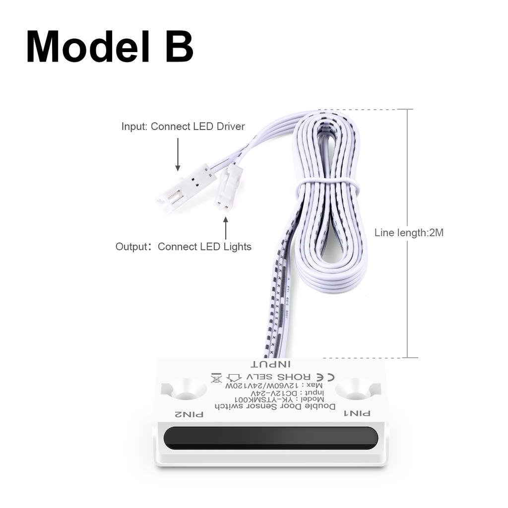 Выключатель с ИК-датчиком приближения для двойной двери 60 Вт DC12V-24V Выключатель светодиодной подсветки DIY Подсветка шкафа-купе Автоматическое включение/выключение