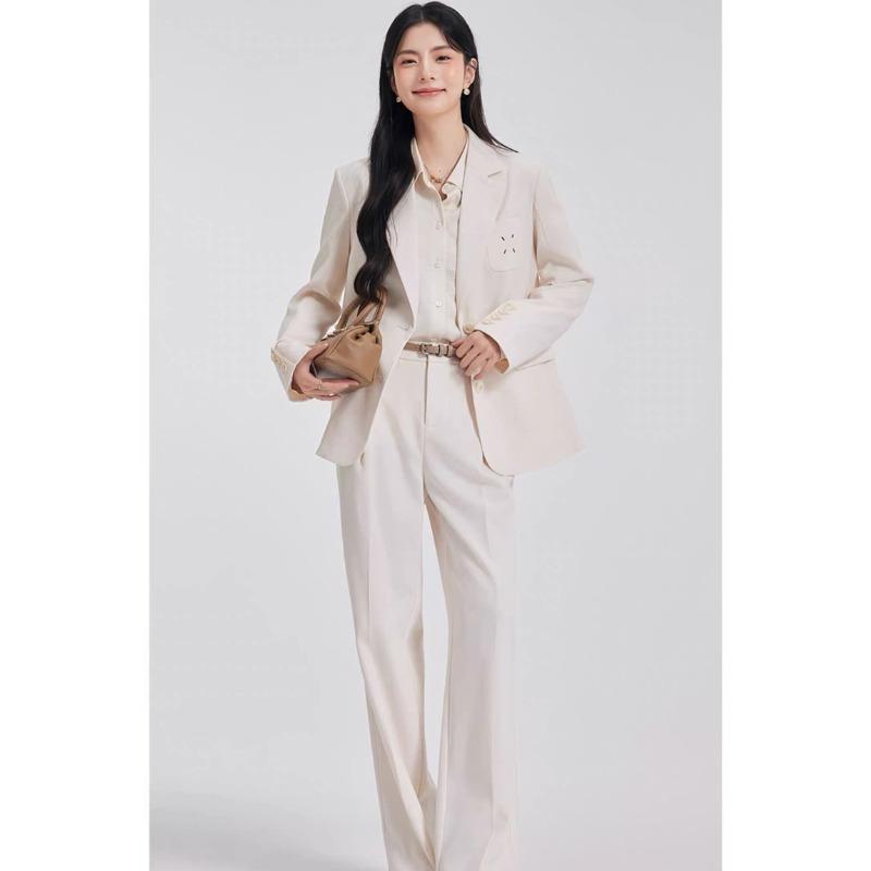 Women Suit Set Classic Two Piece Blazer and Pants Formal Office Wear Spring Autumn Simple Elegant Outfit