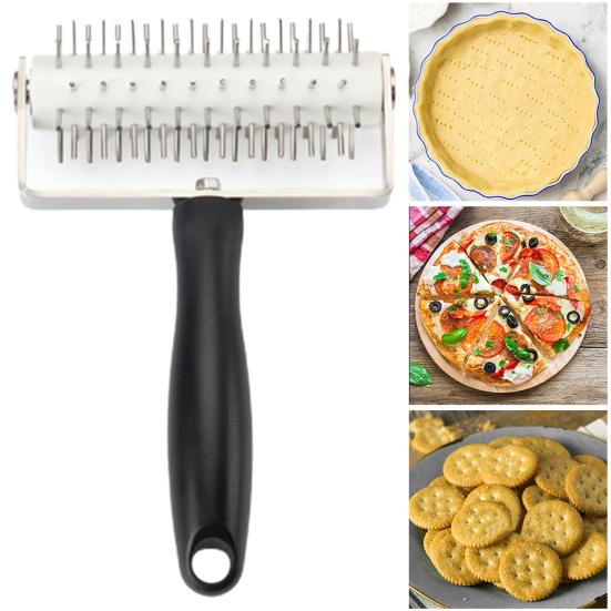 Иглопробивной ролик Колесо из нержавеющей стали Ролик для пиццы, хлеба, пирога, теста Пластиковая ручка Прокалывающие отверстия Пицца