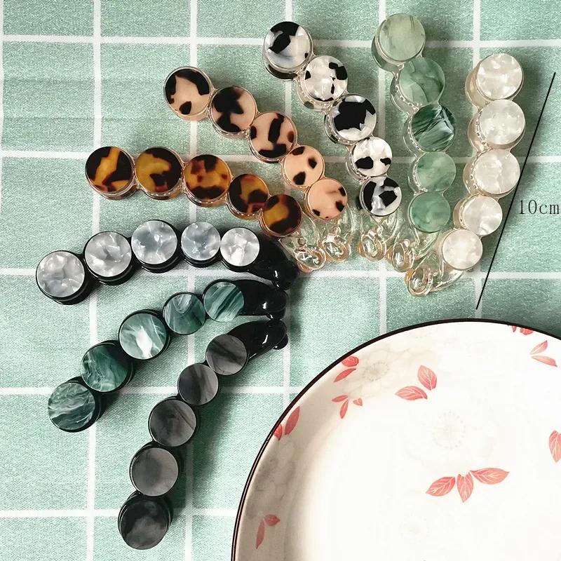 Простая заколка-банан с мраморным узором, элегантная женская заколка для волос с леопардовым принтом из ацетата, повседневная большая заколка для волос в черепаховом стиле