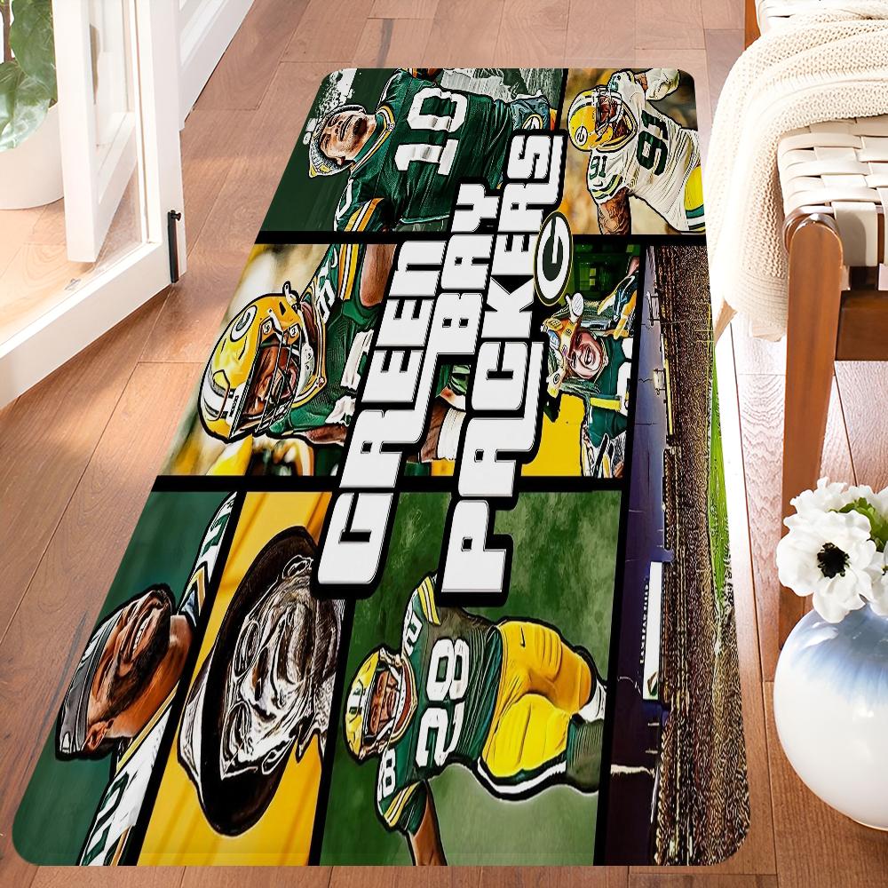 Зелёный Бэй Пэкерс Комнатные коврики Противоскользящие Впитывающие воду Длинный коврик-подушка Коврик для спальни Бытовые ковры