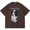 230GSM 100% Cotton T-Shirt Border Collie Print Tees Funny Harajuku Style Combed Cotton Tshirt