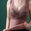 Women's Autumn and Winter Lace Velvet Thermal Vest Women's Embroidered Fixed One-Cup Slim Bottoming Thickened Thermal Underwear