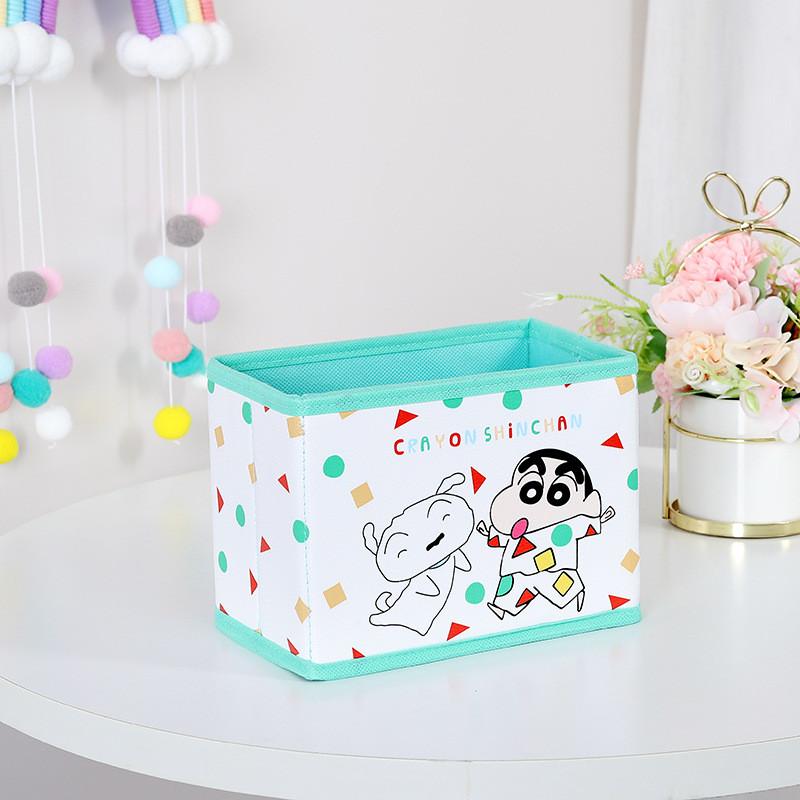 Cute Pajamas Crayon Shin Chan Shiro Striped Pattern Foldable Desktop Storage Box For Desk And Makeup Supplies