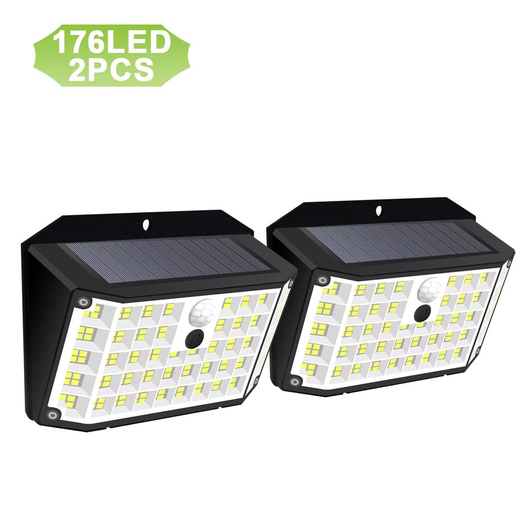 Solar Outdoor Lights 176 LED Solar Powered Motion Sensor Flood Lights IP65 Waterproof 3 Modes Wall Lamp For Outside Porch Yard