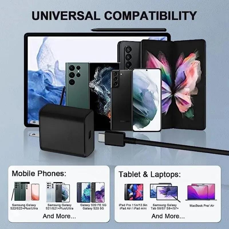 Зарядное устройство PD 45 Вт для Samsung Galaxy S25 S24 S23 S22 Ultra USB C зарядное устройство для быстрой зарядки Samsung Zflip 5 PD Type C зарядное устройство для быстрой зарядки