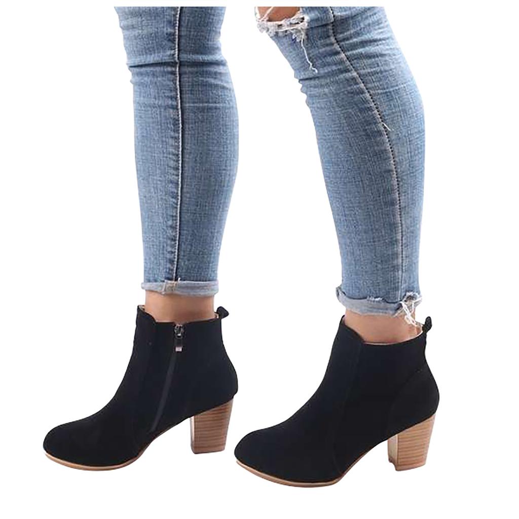 Женские осенне-зимние ботинки, ботильоны на квадратном высоком каблуке, зимняя обувь с узлом Abkle