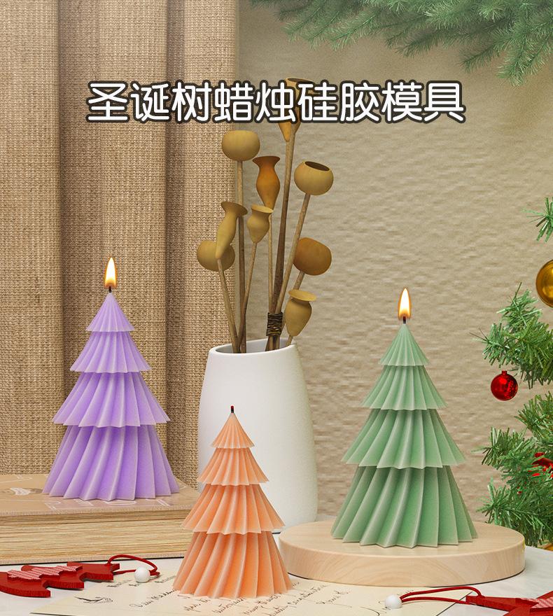 1Pc DIY Crystal Epoxy Resin Diagonal Striped Christmas Tree Ornament Mold Origami Striped Christmas Tree Candle Mold