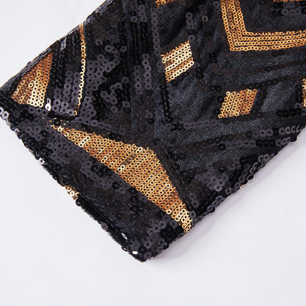 PYJTRL Мужская мода геометрический черный золотой блестящий пиджак с пайетками