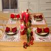 4pcs/6pc Christmas Decorative Tree Geometric Pink Print Linen Placemats, Home Holiday Party Insulated Tablecloth Fabric Kitchen Mats 16.53 inch*12.6 i