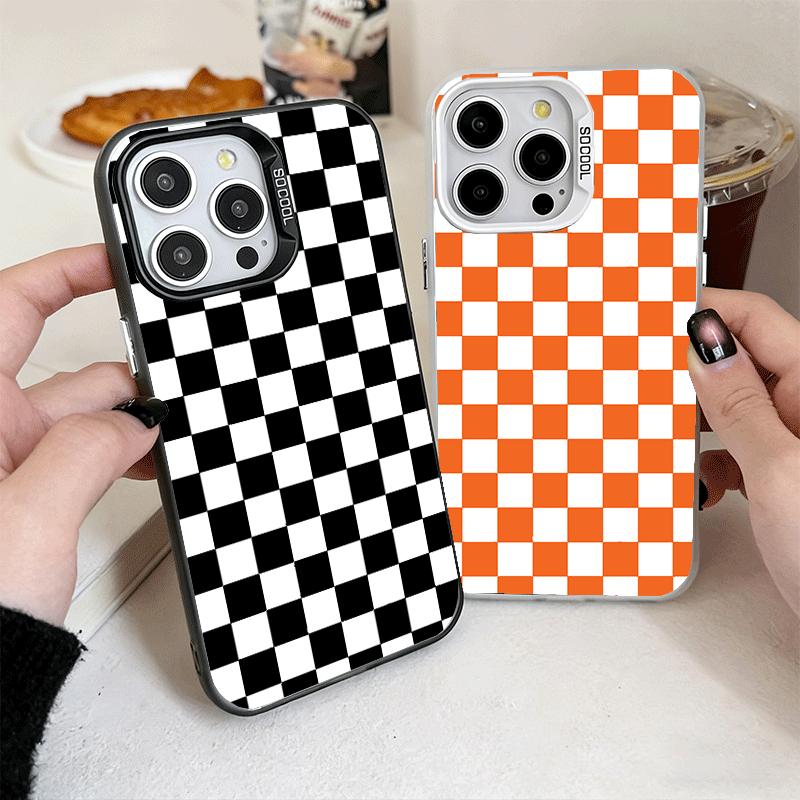Ретро Классическая Шахматная Доска Сетка Ударопрочный Чехол для Телефона для iPhone 17 Air 16 16E 15 Pro Max 14 Plus 13 Mini 12 Задняя Крышка Защита от Падения