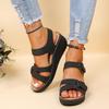 Women's Large Size Fish Mouth Sandals Shoes Casual Outdoor Velcro Slope Heel Sandals 35-43