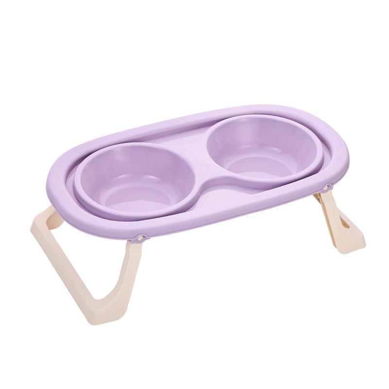 Миска для кошек из нержавеющей стали с приподнятой конструкцией: Складные двойные миски для еды и воды, защита шейки матки