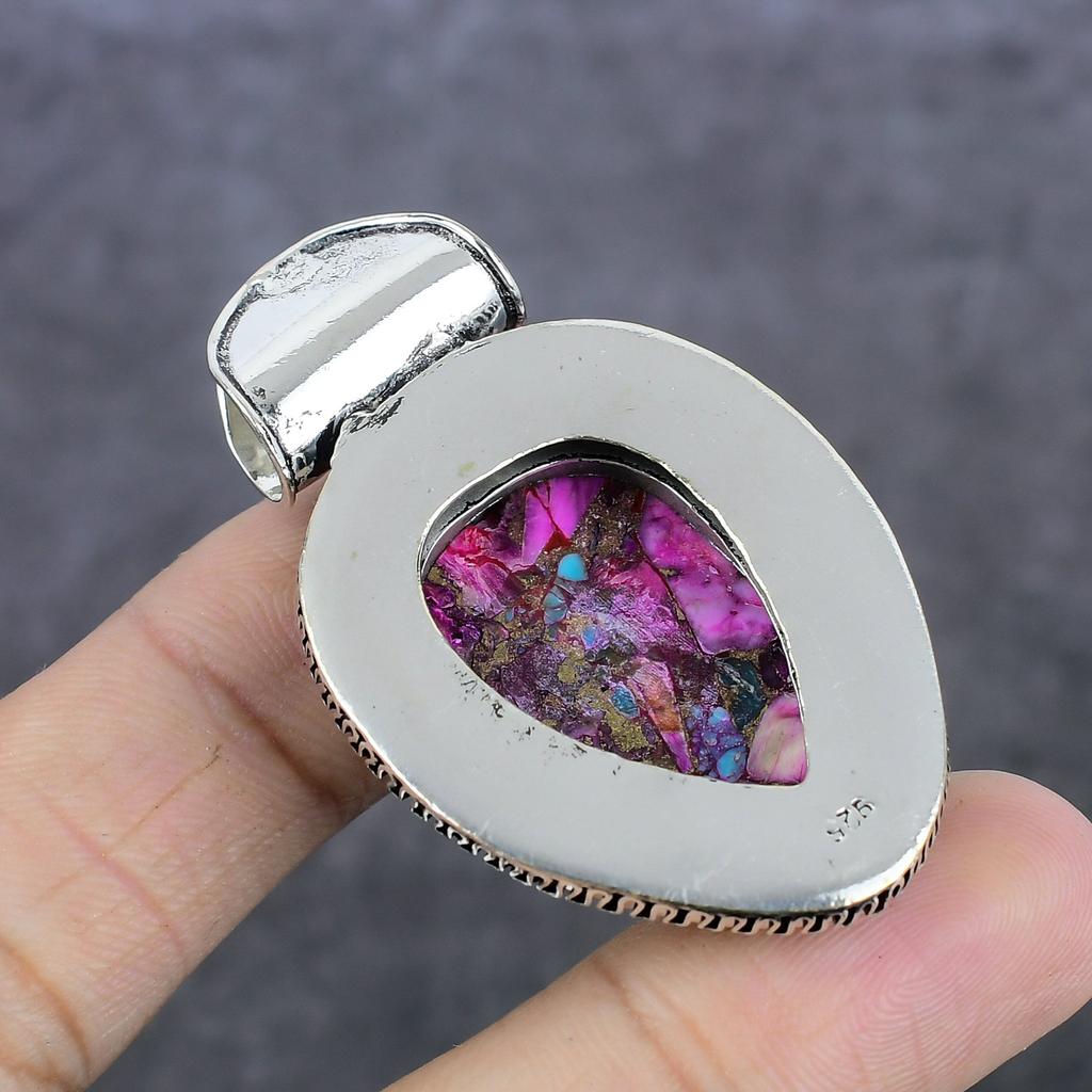 Подвеска из натурального розового колючего устричного серебра 925 пробы 2,17 дюйма Q3B63