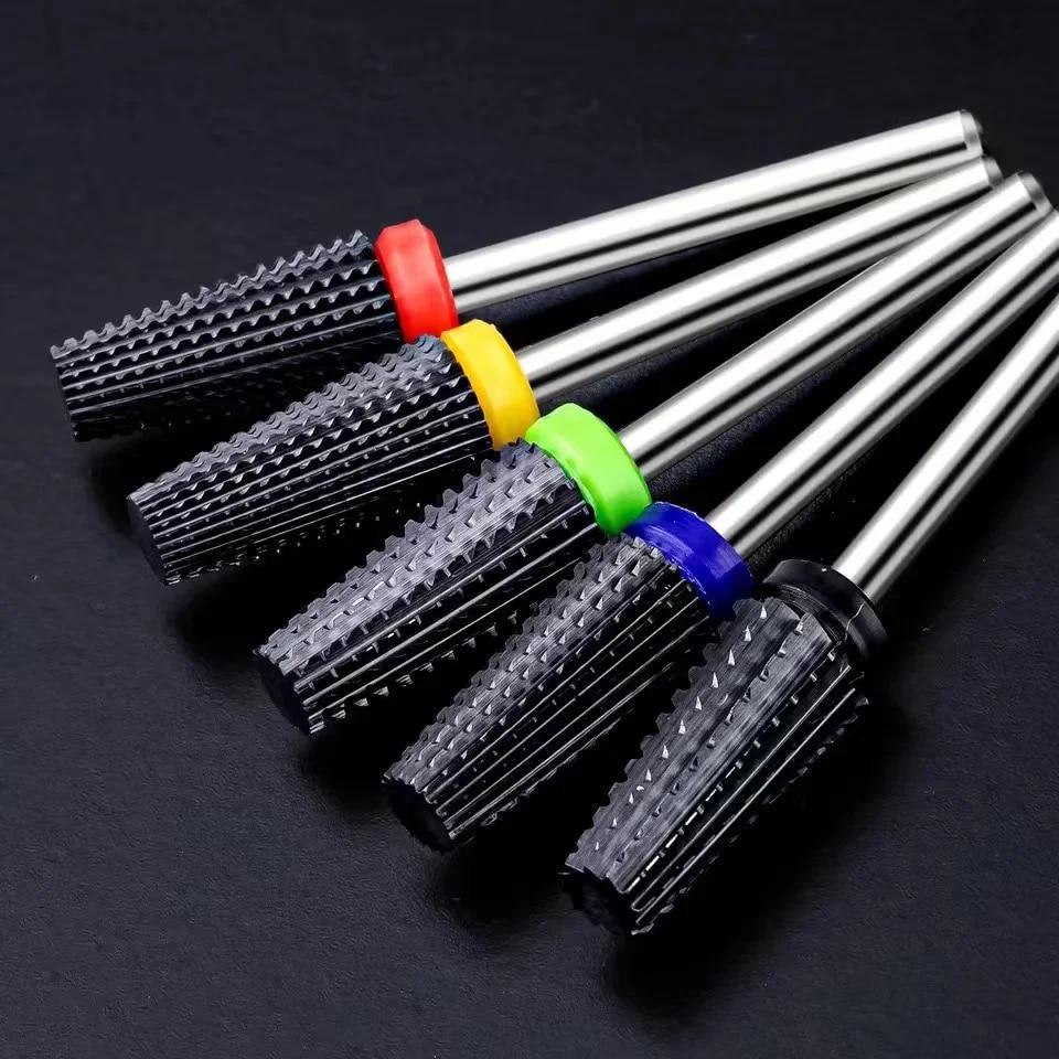 Black 5 In 1 Ceramic Nail Drill Bit For Electric Drill Machine 3/32" Shank Milling Cutter Fast Remove Acrylic Or Hard Gel