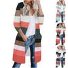 Fashion Women Casual Stripes Patchwork Long Sleeves Cardigan Blouse Tops