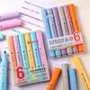 6Pcs Marker Pen Comfortable Grip Even Ink Output Writing Fluently Triangular Rods Mark Office Learning Highlighter Pen School Supplies