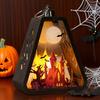Halloween Handheld LED Lantern Portable Night Light with Pumpkin Castle Witch Pattern Battery Operated Halloween Lamp for Indoor Outdoor Party Decor