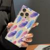 Square Back Tube Protection Clear Case For iPhone 11 14 Pro Max 16 ProMax 15 Plus 12 13 Anti-Oxygen,Full Screen Feathers Pattern Casing
