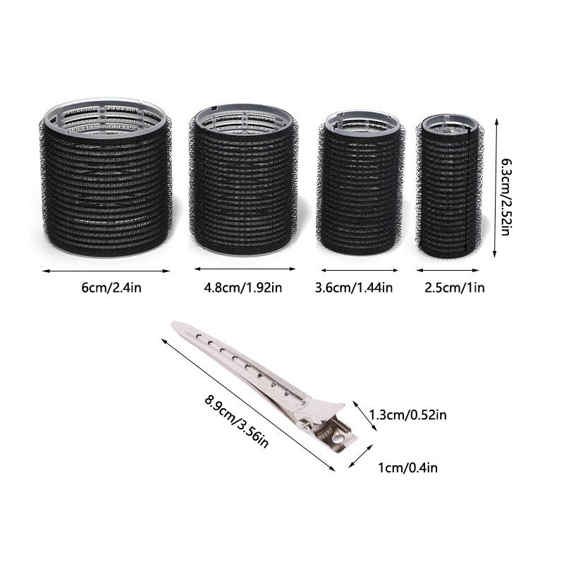 16 шт./комплект, черные самозажимные бигуди с зажимами, безнагревные бигуди для волос, большой набор липких бигуди для салонной укладки волос