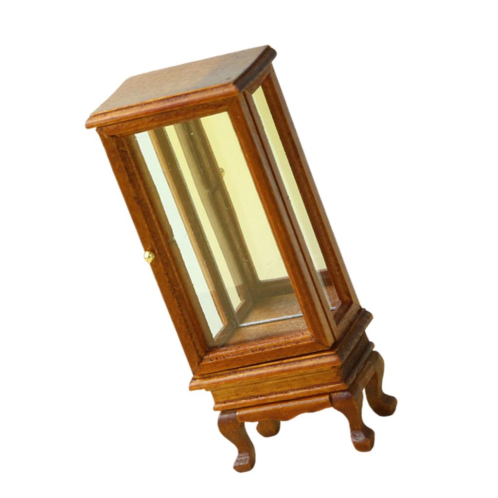 Миниатюрный стеклянный шкаф в масштабе 1/12 для украшения кукольного домика и коллекционных экспонатов, декорации для сцены