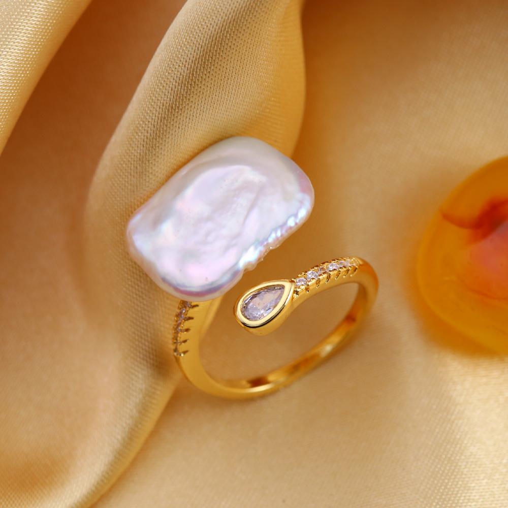 SENIKO 12-16 мм кольца с натуральным пресноводным жемчугом для женщин, модное женское кольцо с кубическим цирконием и цирконием, ювелирные изделия с жемчугом, регулируемое кольцо